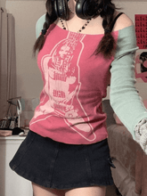 Crop-Top mit Patchwork-Print und langen Ärmeln
